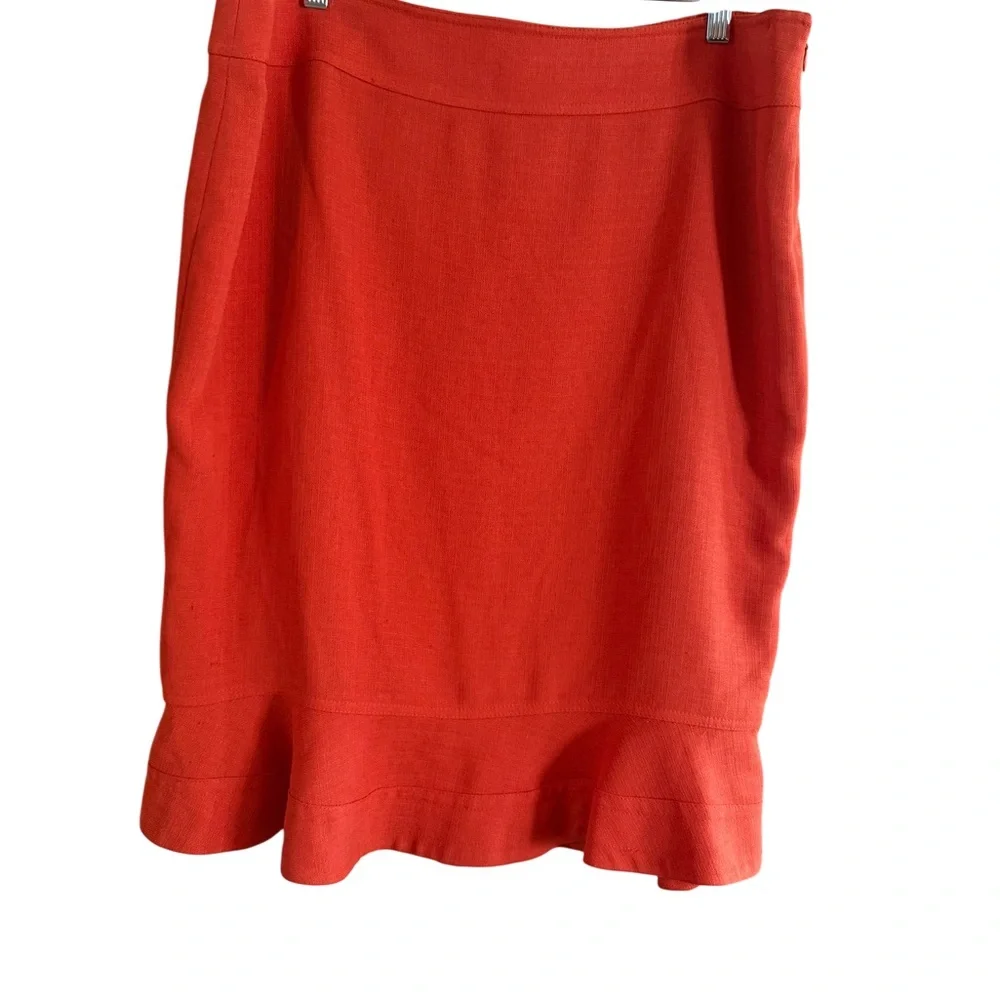 Anne Klein Orange Flared Midi Skirt